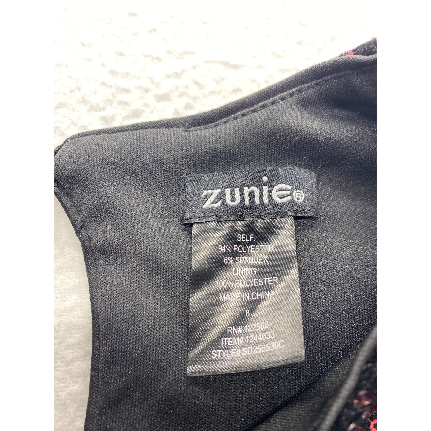 Zunie Girls Black & Red Velvet Sequin Sleeveless Dress #7024