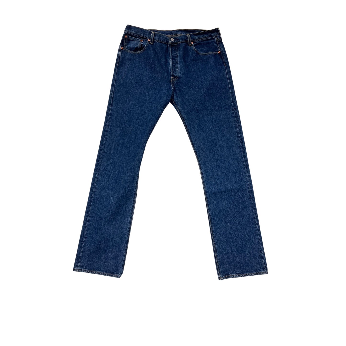 Levis 501 Straight Leg Button-Fly Jeans 37x35 Blue Denim #8433