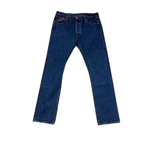 Levis 501 Straight Leg Button-Fly Jeans 37x35 Blue Denim #8433