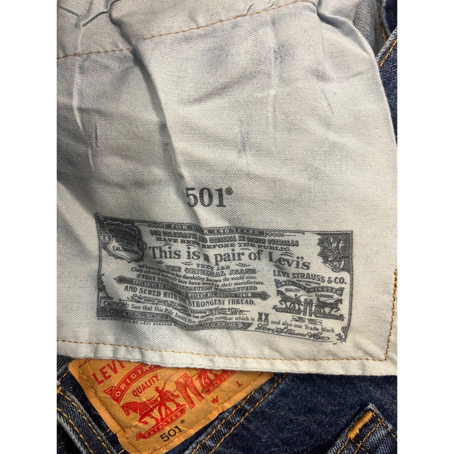 Levis 501 Straight Leg Button-Fly Jeans 37x35 Blue Denim #8433