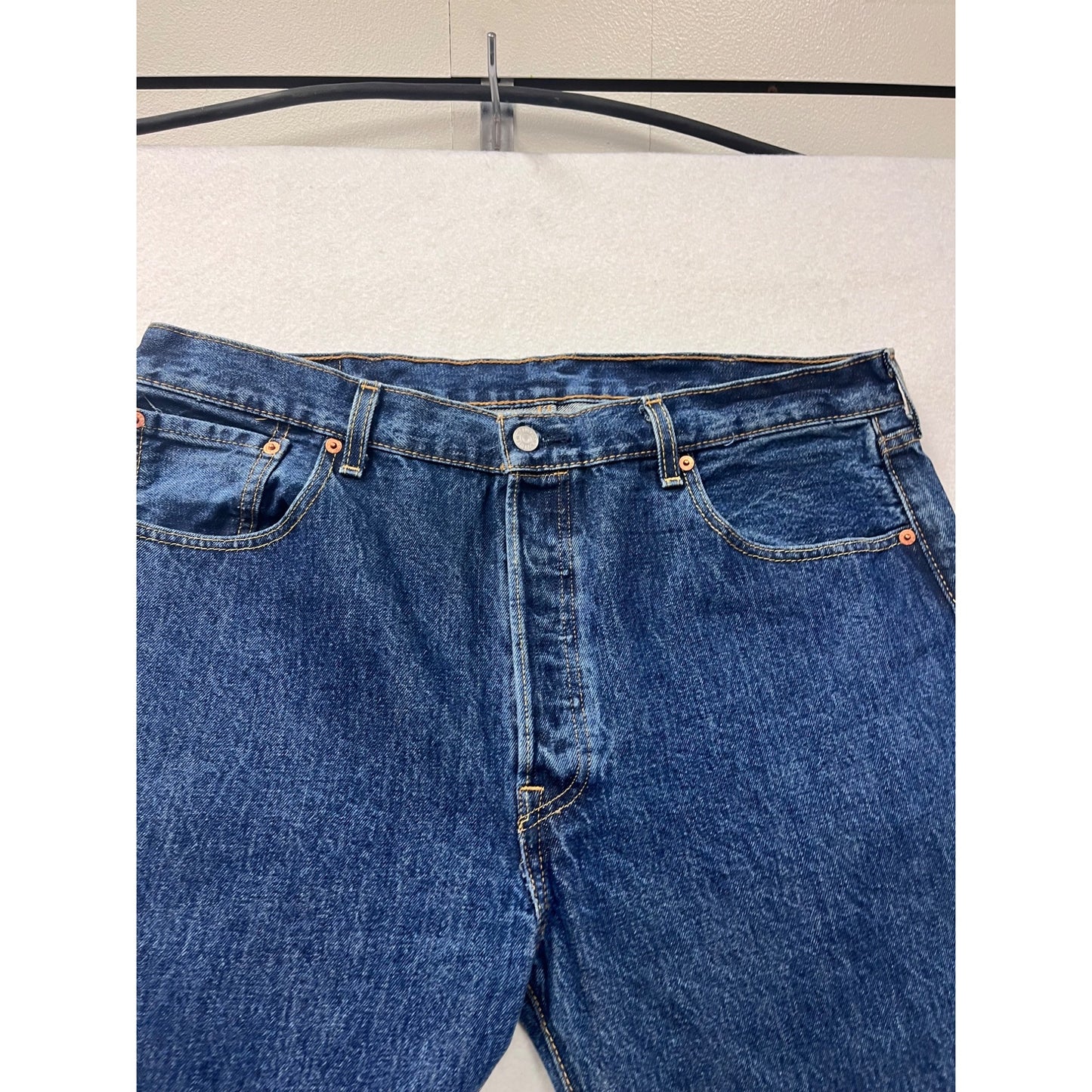 Levis 501 Straight Leg Button-Fly Jeans 37x35 Blue Denim #8433