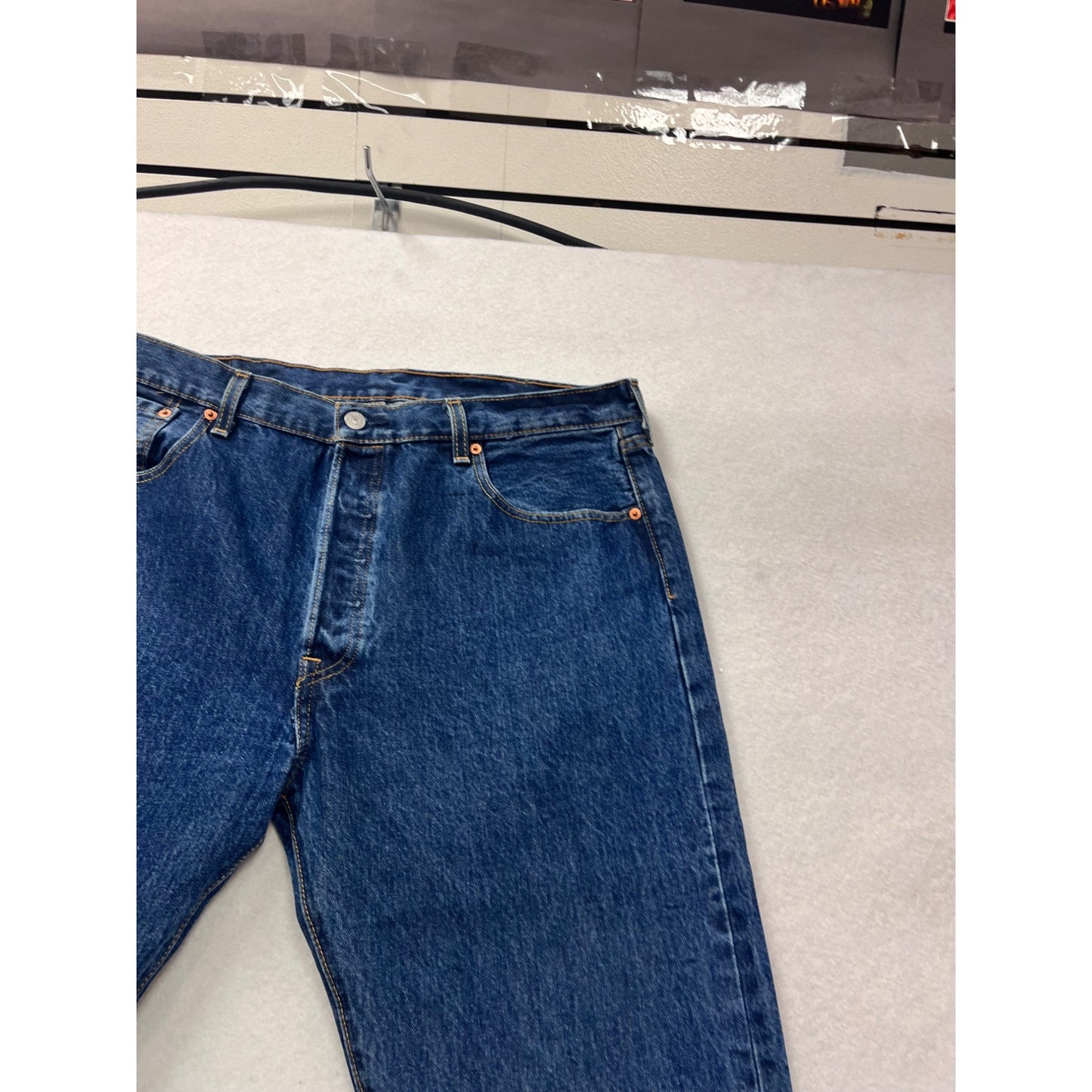 Levis 501 Straight Leg Button-Fly Jeans 37x35 Blue Denim #8433