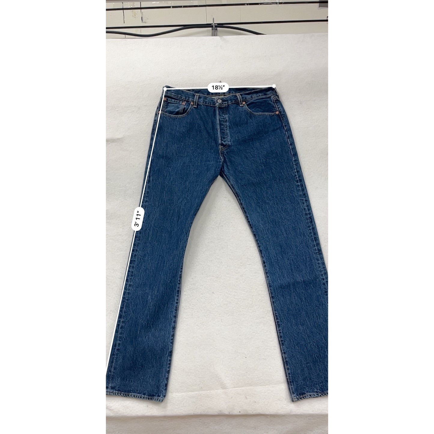 Levis 501 Straight Leg Button-Fly Jeans 37x35 Blue Denim #8433