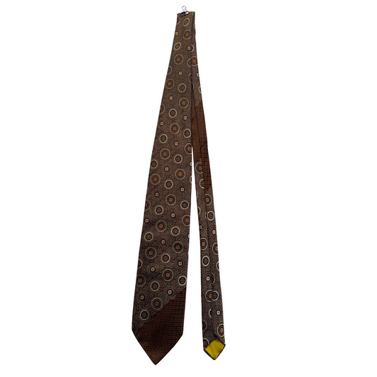 Vintage Daytons Brown & Orange Geometric Circle Polyester Tie #9115