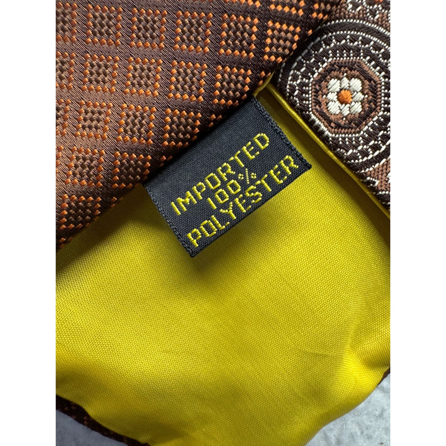 Vintage Daytons Brown & Orange Geometric Circle Polyester Tie #9115