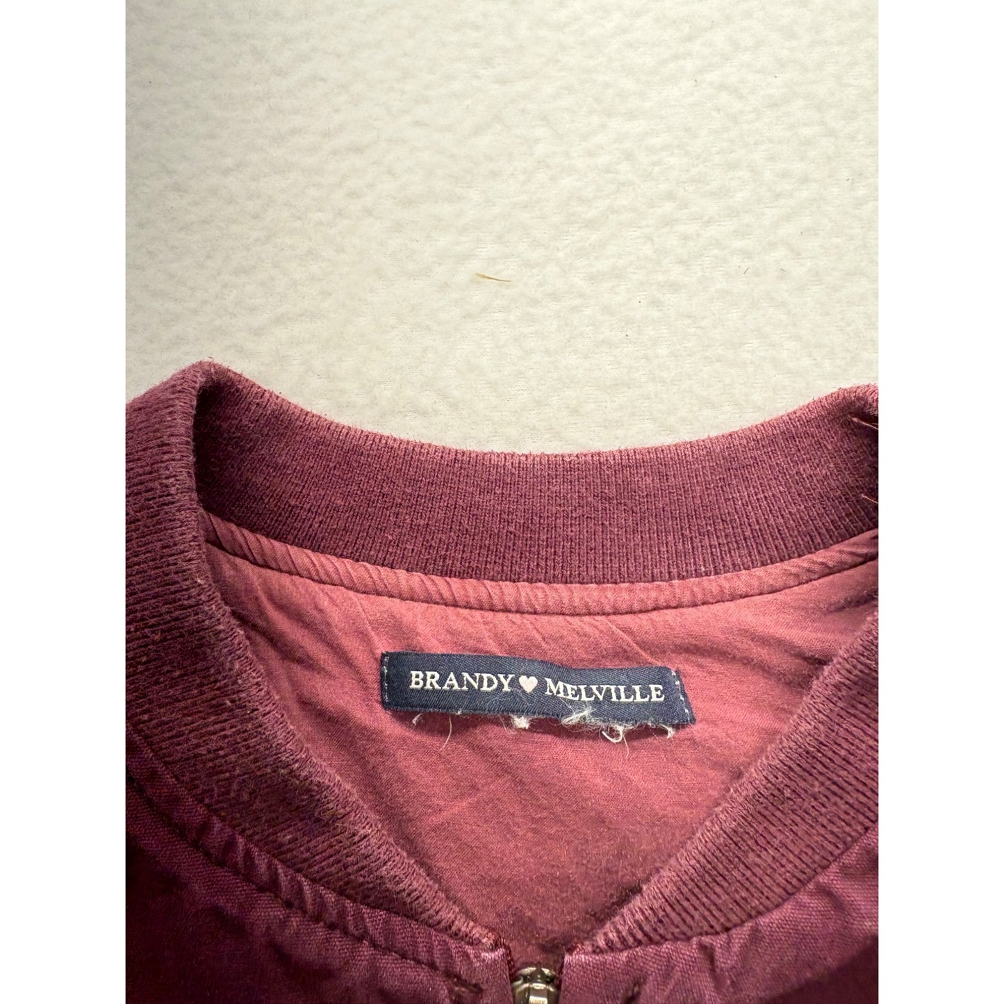 Brandy Melville Small Maroon Cotton Bomber Jacket #7719