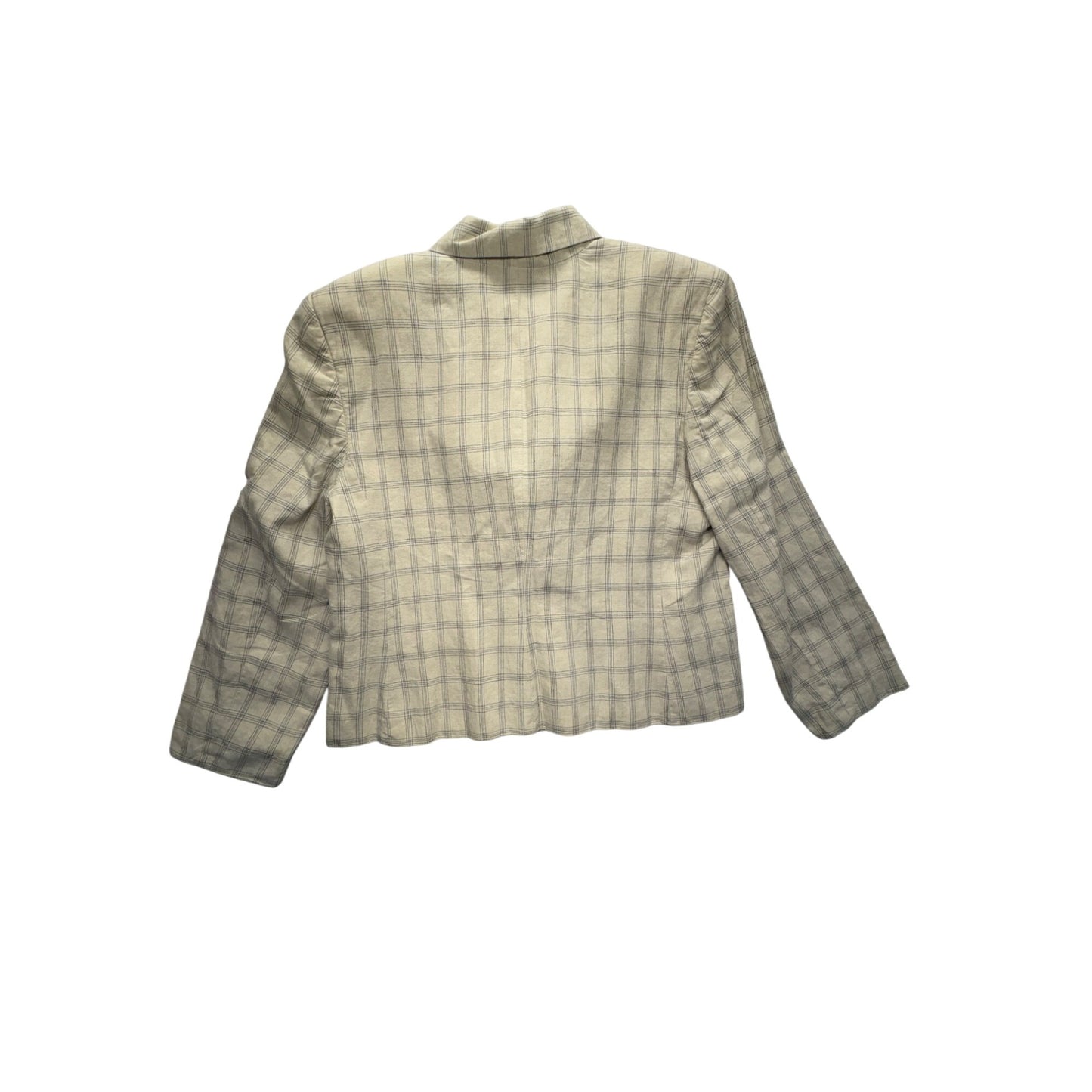 Amanda Smith Petites Womens Pure Linen Plaid Blazer #7697