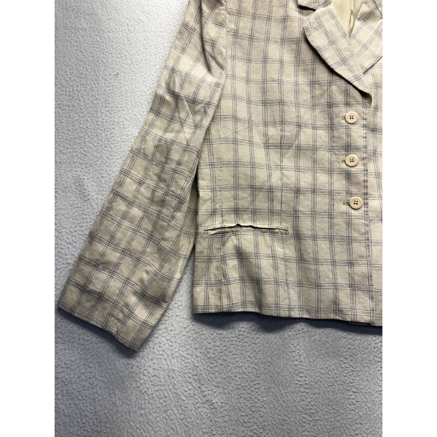 Amanda Smith Petites Womens Pure Linen Plaid Blazer #7697