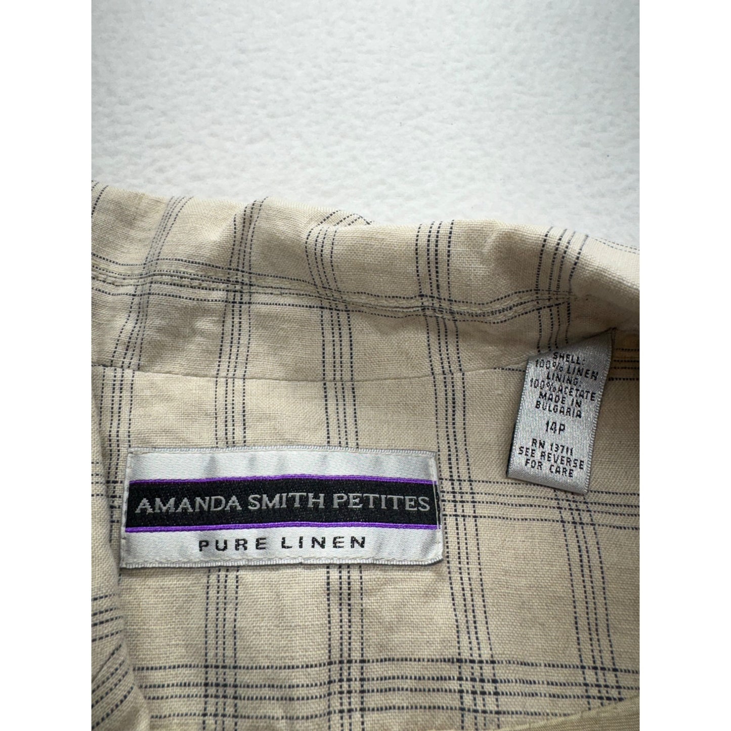 Amanda Smith Petites Womens Pure Linen Plaid Blazer #7697