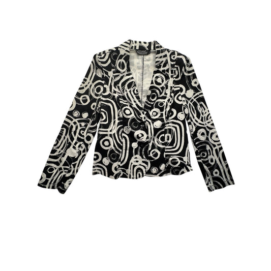 Tribal Womens Black & White Abstract Print Blazer #7729