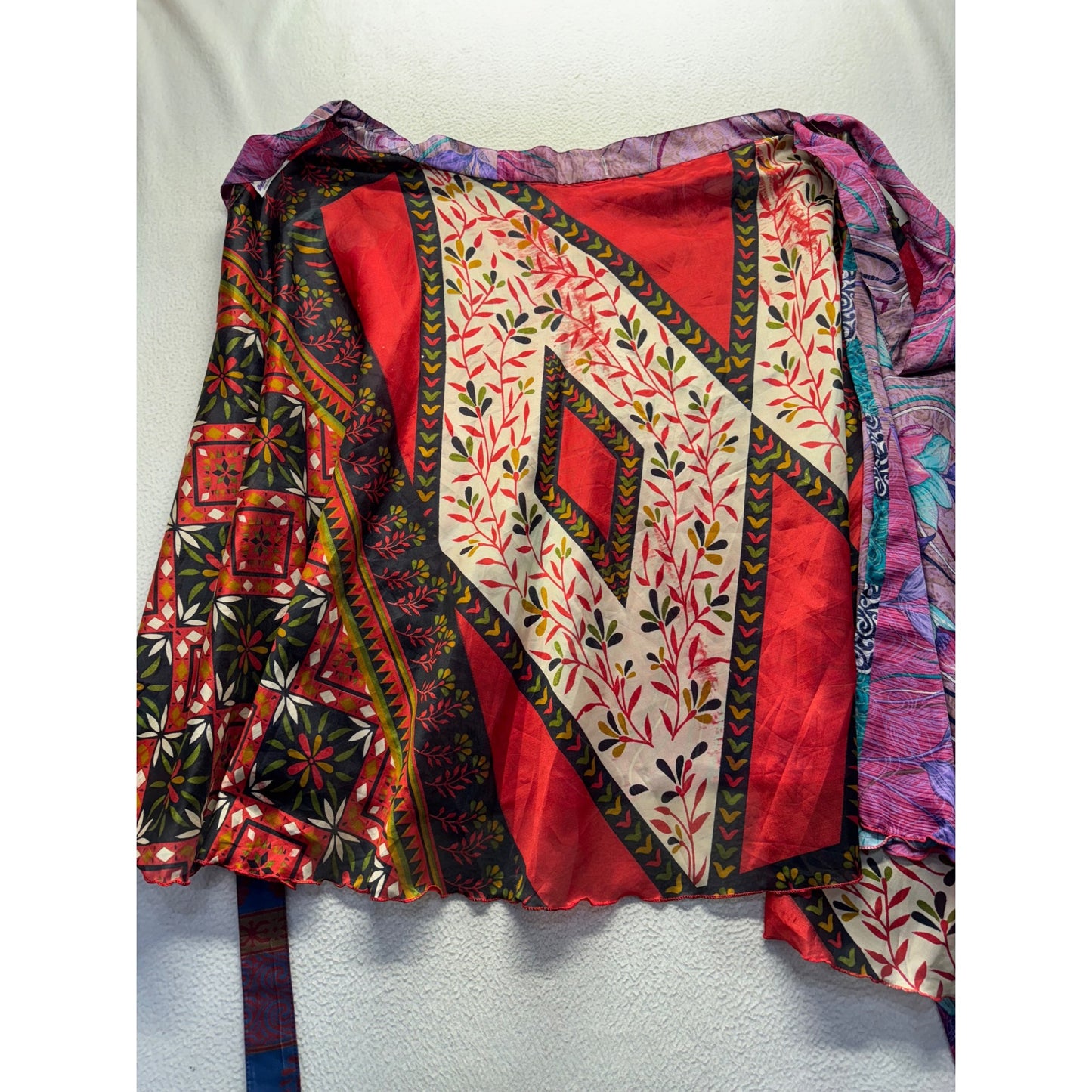 Darn Good Yarn Wrap Skirt One Size Silk & Viscose Floral & Geometric #305B