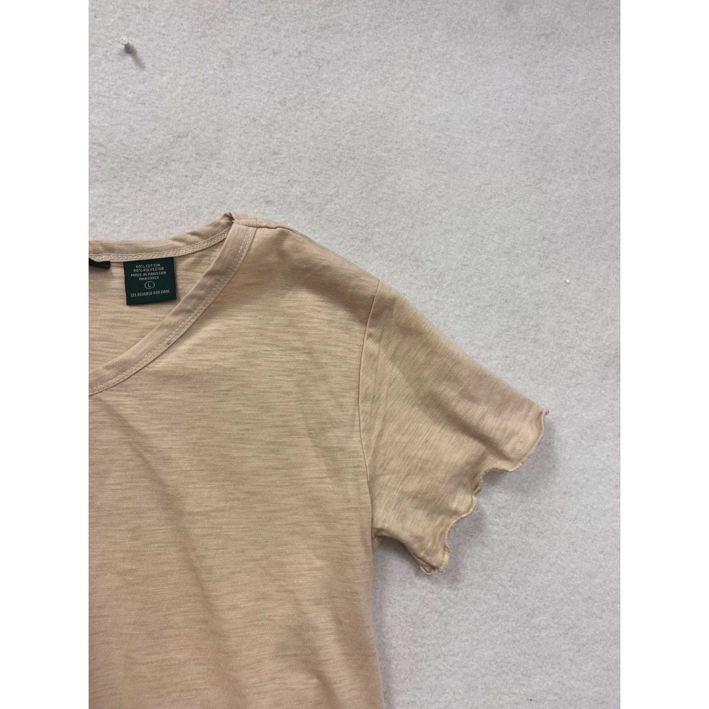 Beige V-Neck Short-Sleeve T-Shirt By Stillwater Supply Co. L #8715