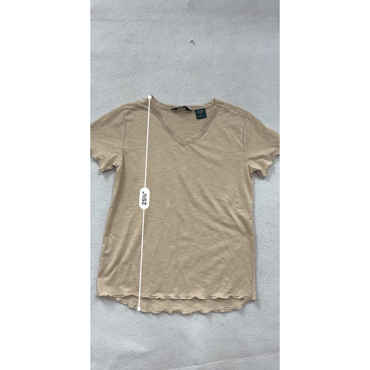 Beige V-Neck Short-Sleeve T-Shirt By Stillwater Supply Co. L #8715
