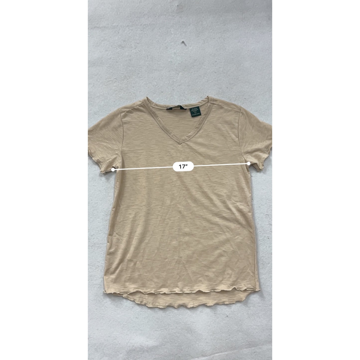 Beige V-Neck Short-Sleeve T-Shirt By Stillwater Supply Co. L #8715