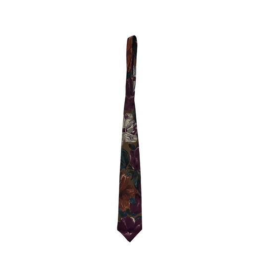 Mens Hunting Horn Floral Print Tie 100% Silk Multicolor Made In USA #6888