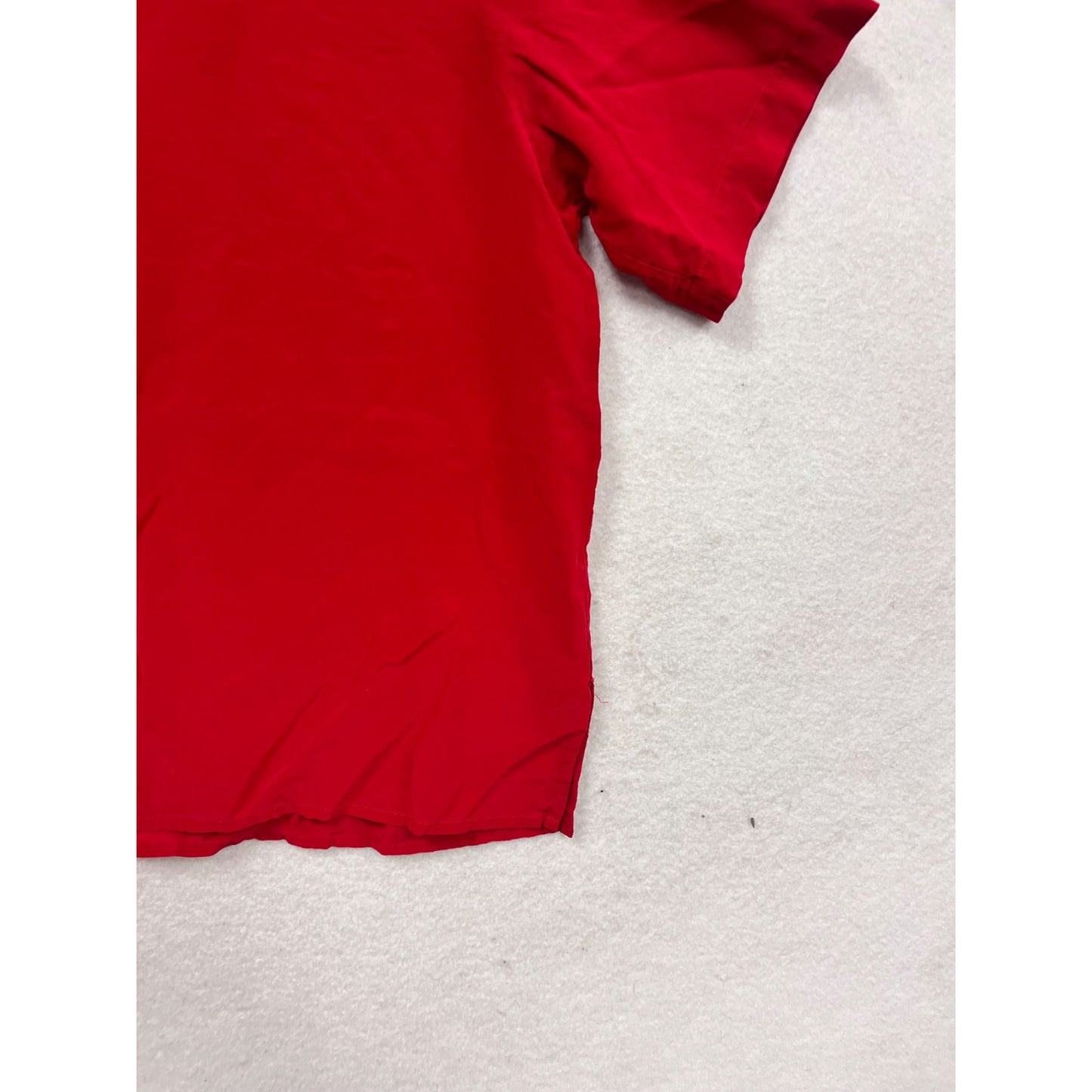 Casual Corner Red Short Sleeve Blouse With Crochet Neckline Size M #490A