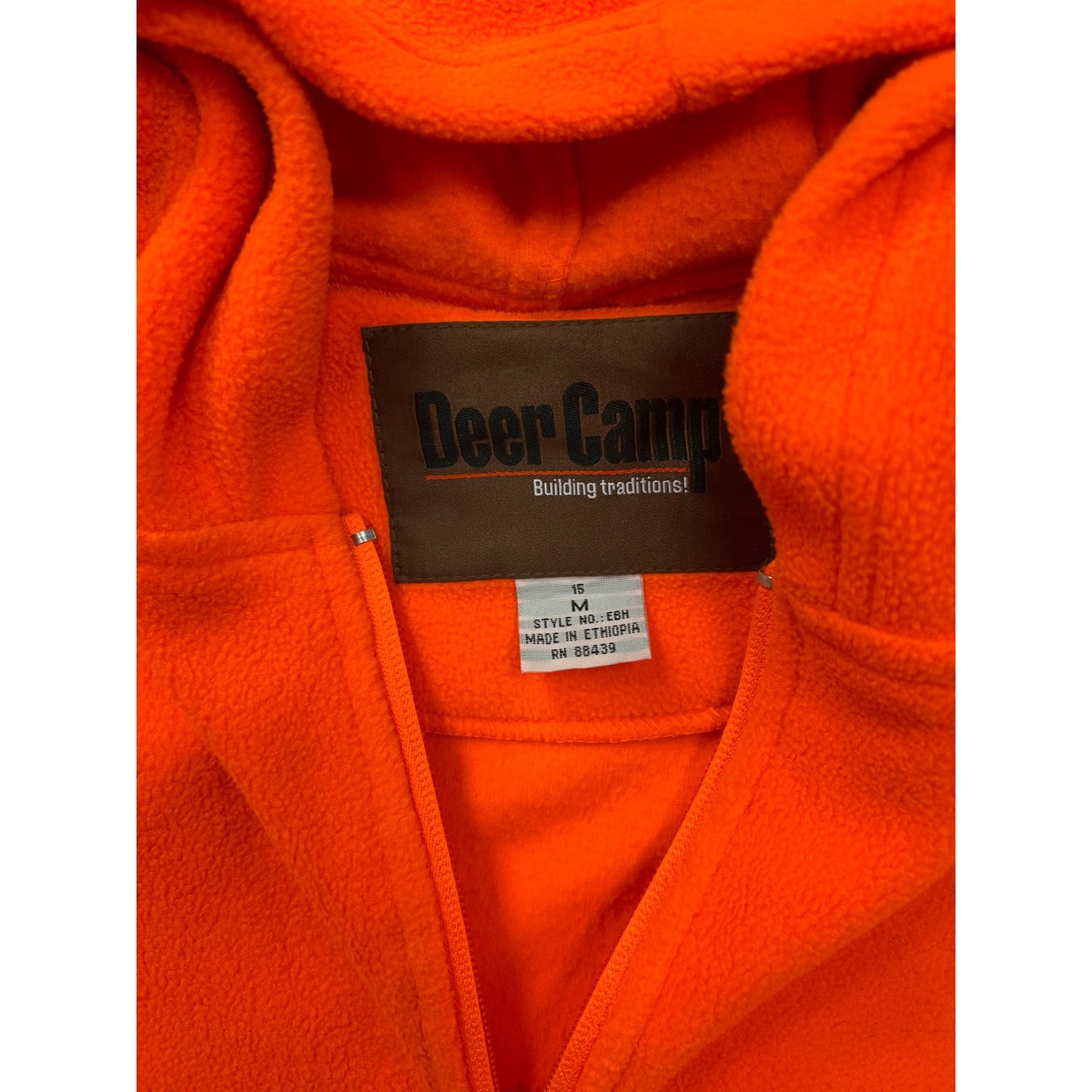 Deer Camp Mens Orange Fleece Zip-Up Hoodie Jacket #6364