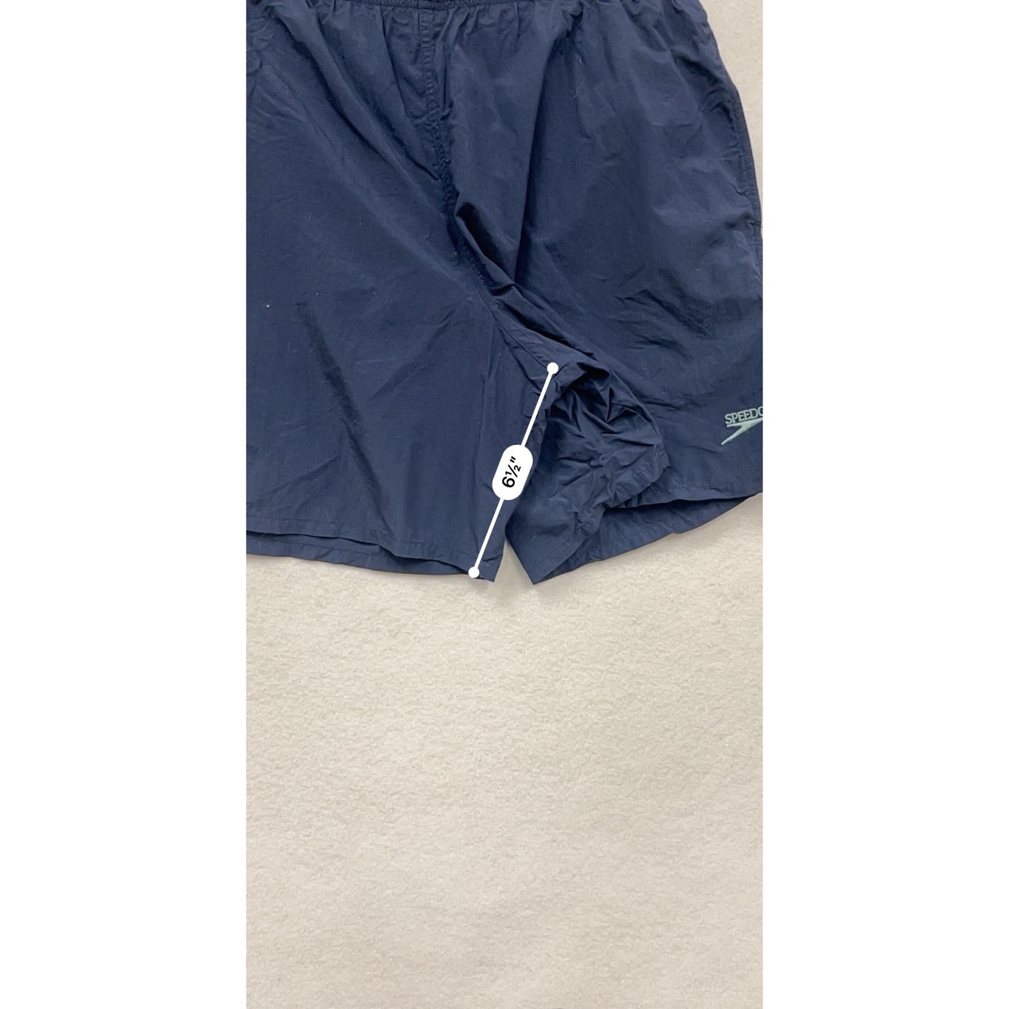 Vintage Speedo Mens XL Navy Swim Shorts With Teal & Purple Stripes #6855