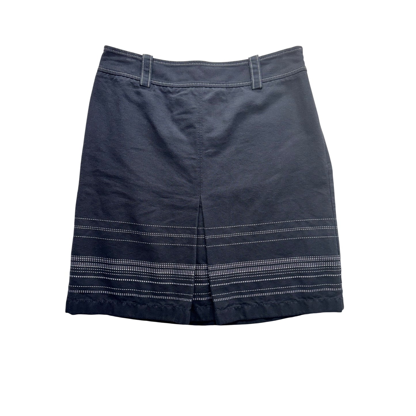 Ann Taylor Navy Blue Skirt Size 4 With Stitch Detail & Button Pockets #189B