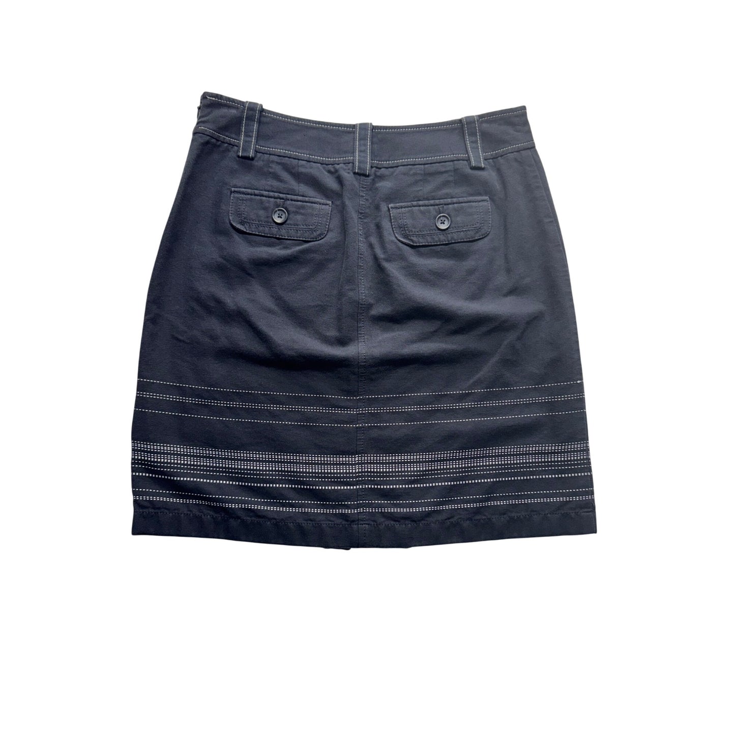 Ann Taylor Navy Blue Skirt Size 4 With Stitch Detail & Button Pockets #189B