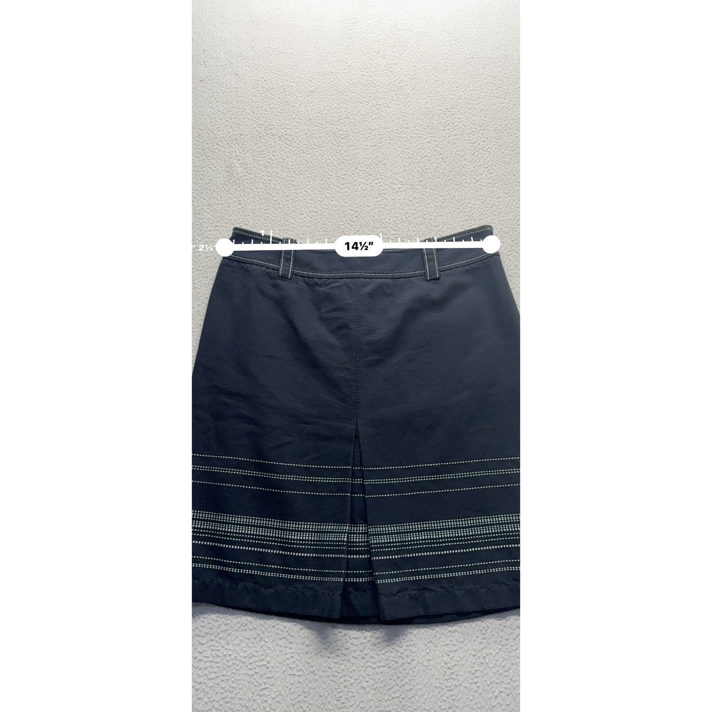 Ann Taylor Navy Blue Skirt Size 4 With Stitch Detail & Button Pockets #189B
