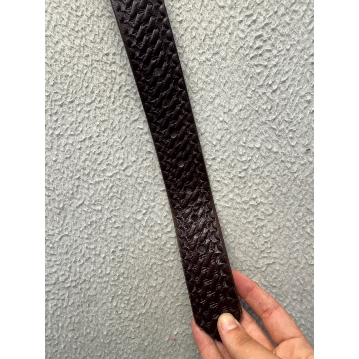Boston Leather Tooled Belt With Brass Buckle #9888