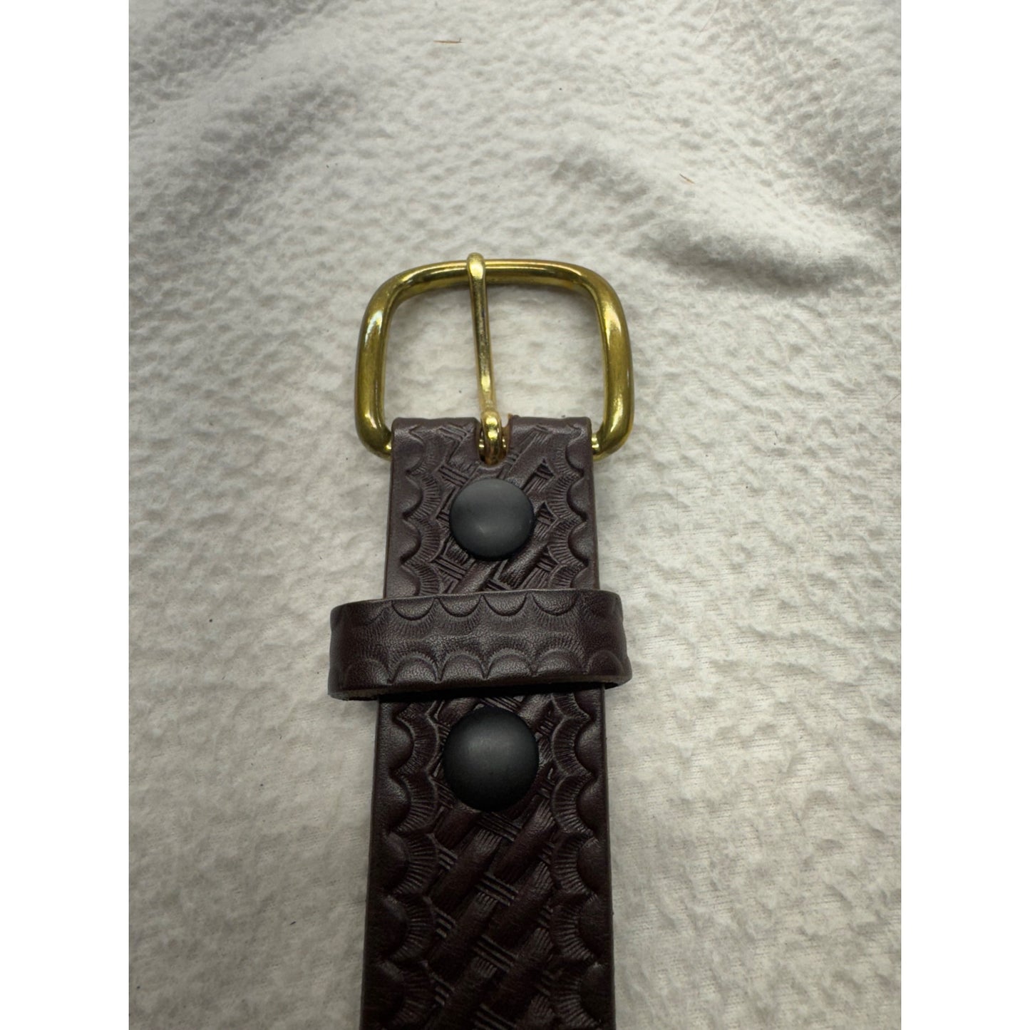 Boston Leather Tooled Belt With Brass Buckle #9888
