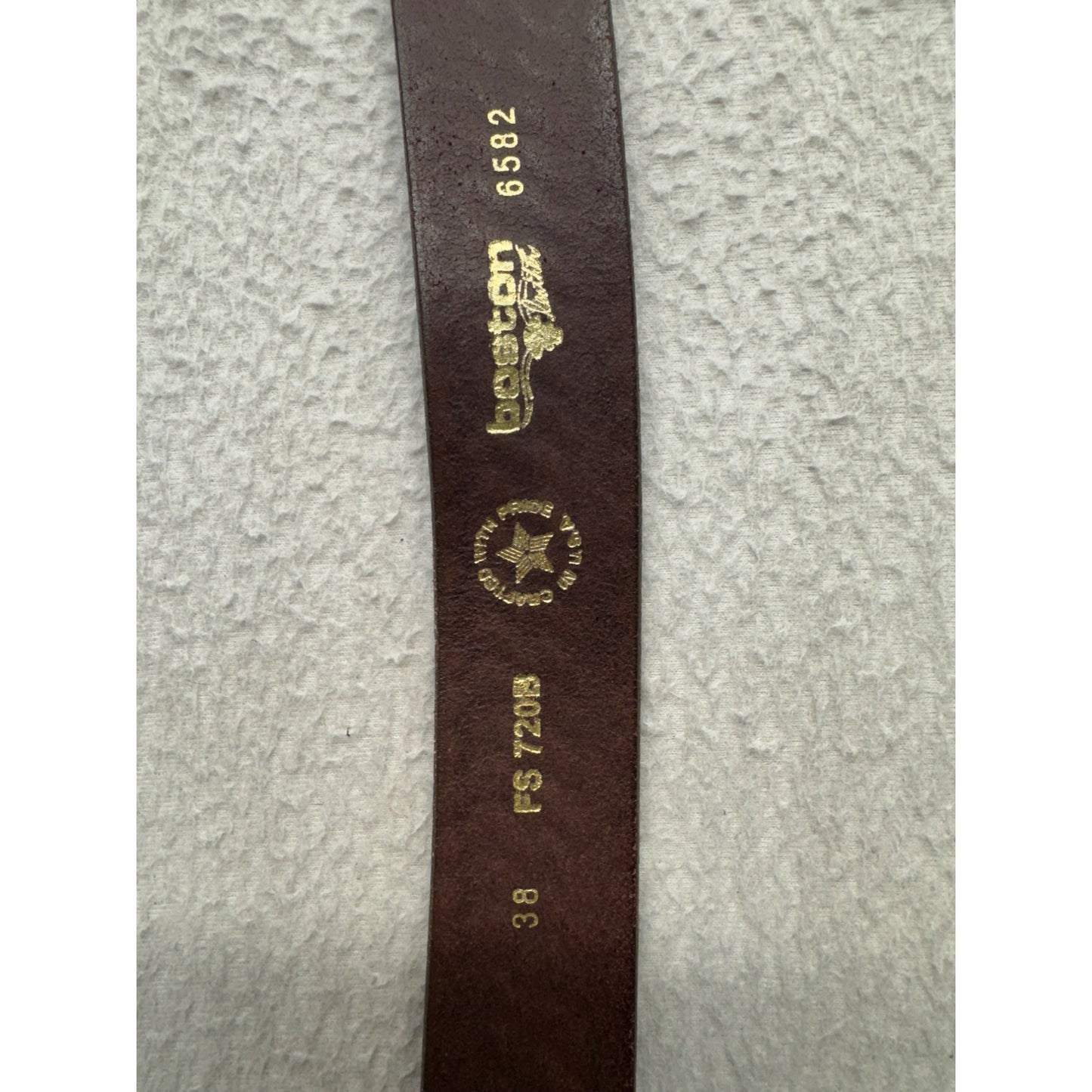 Boston Leather Tooled Belt With Brass Buckle #9888