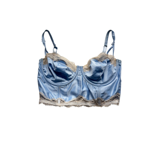 Womens Light Blue Satin & Lace Bustier Top #9031