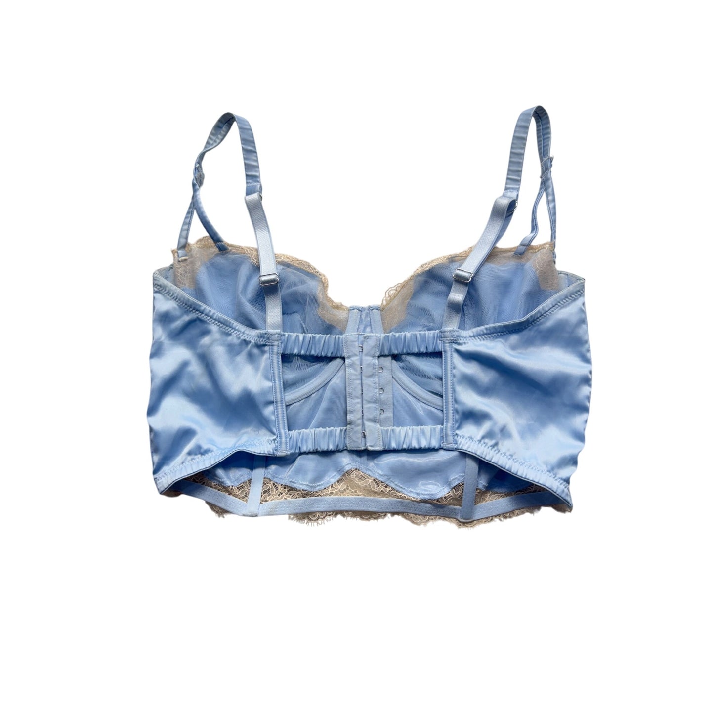 Womens Light Blue Satin & Lace Bustier Top #9031