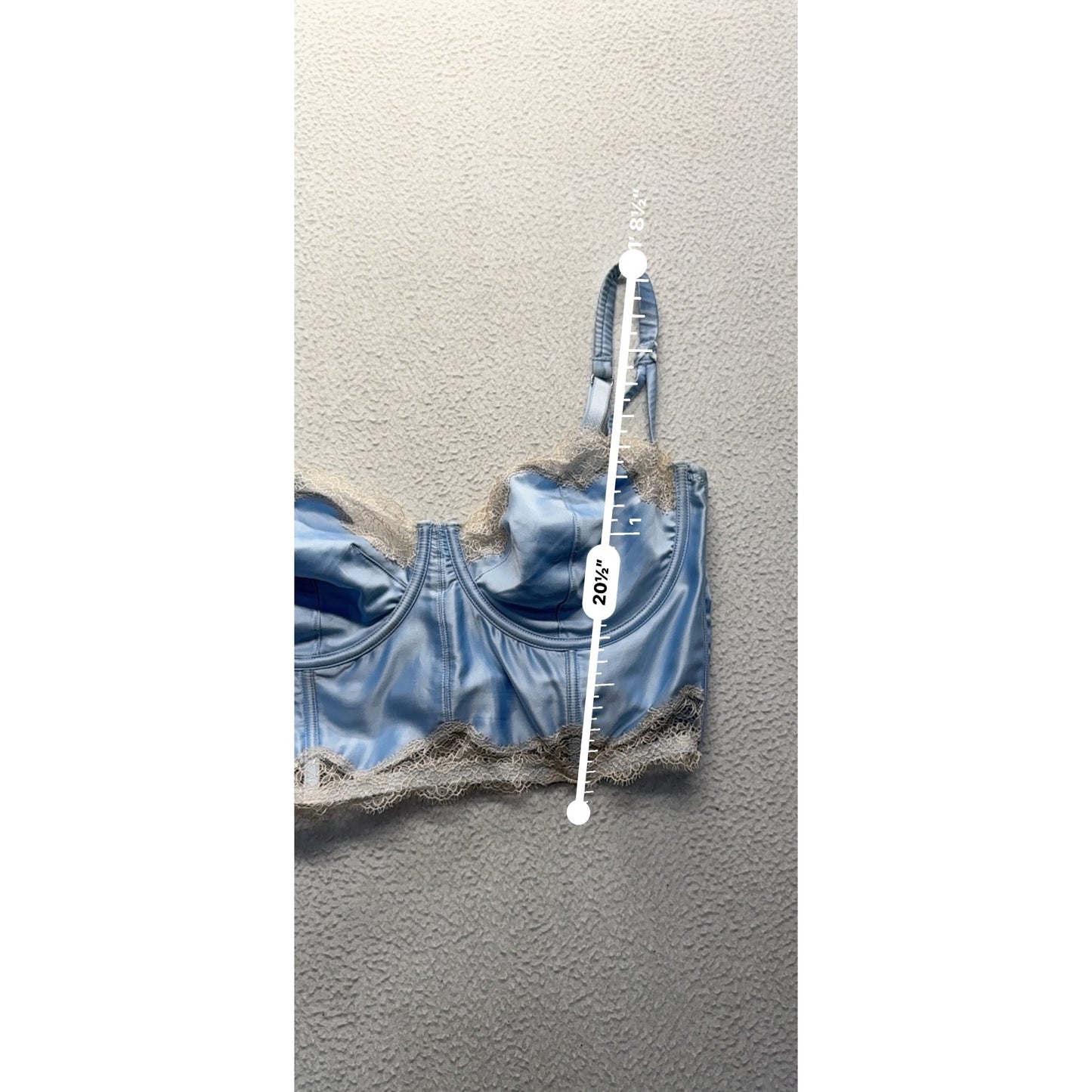 Womens Light Blue Satin & Lace Bustier Top #9031