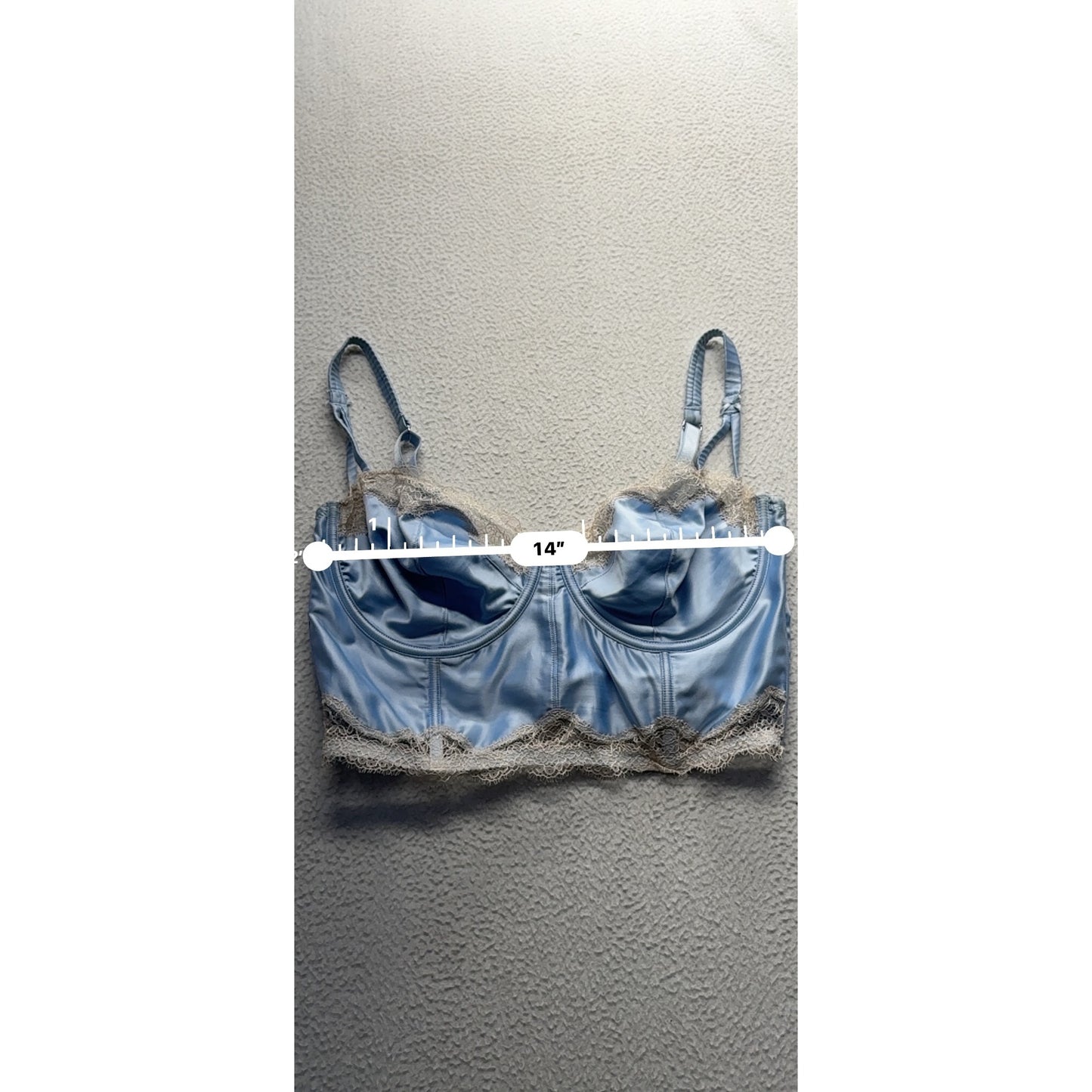 Womens Light Blue Satin & Lace Bustier Top #9031