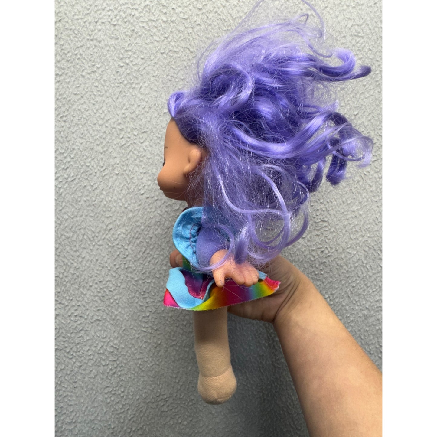 Rainbow Outfit Plush Doll With Purple Hair By Gi-Go Toys #9975