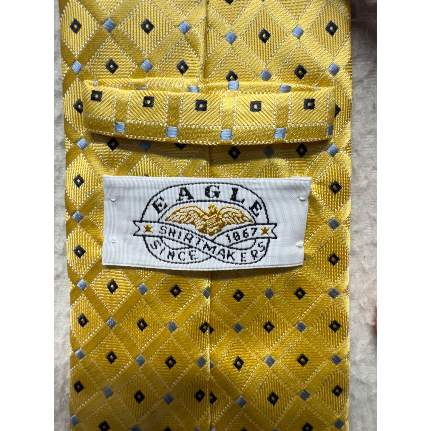 Eagle Yellow Silk Necktie Diamond Pattern 28 inch100% Silk 9386