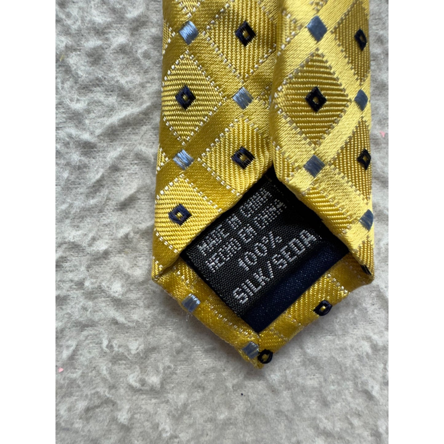 Eagle Yellow Silk Necktie Diamond Pattern 28 inch100% Silk 9386