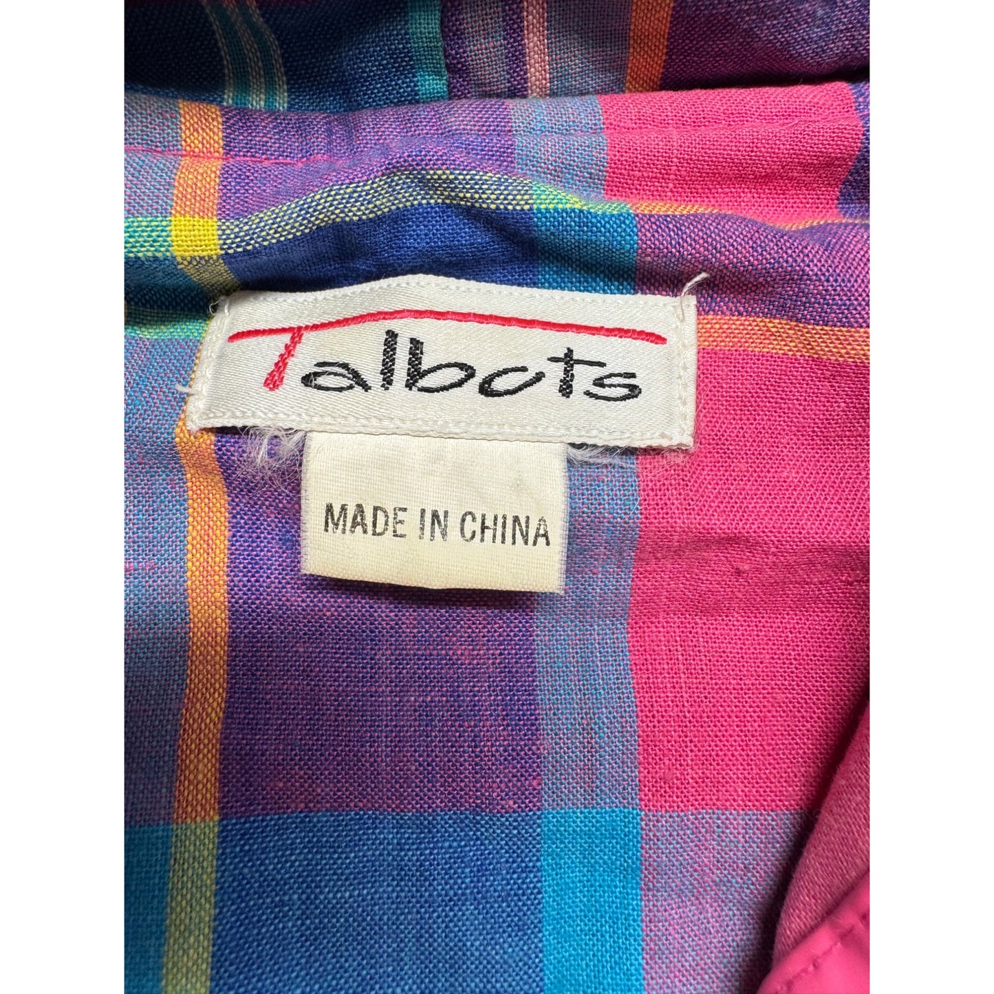 Vintage Talbots Pink Hooded Rain Jacket With Plaid Lining & Pockets #7778