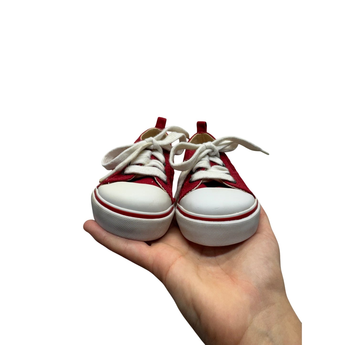 Crazy 8 Red Canvas Baby Sneakers With White Laces & Rubber Soles Size 4 #9625