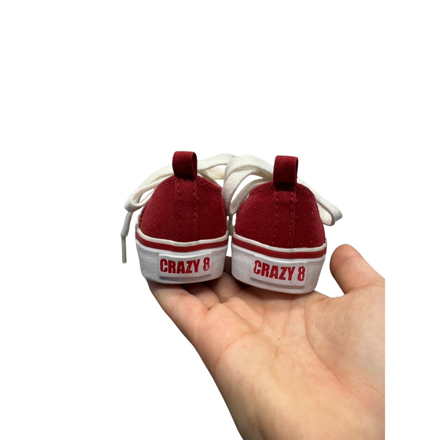 Crazy 8 Red Canvas Baby Sneakers With White Laces & Rubber Soles Size 4 #9625