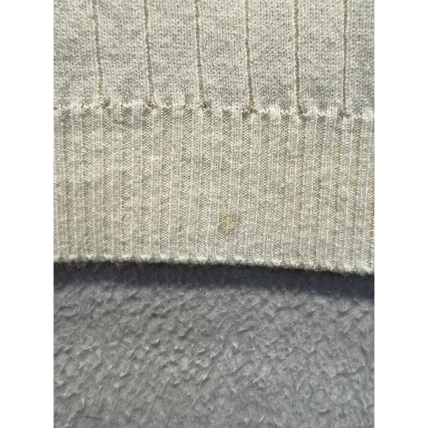 Cream Ribbed Half-Zip Sweater Pullover Size L 9428