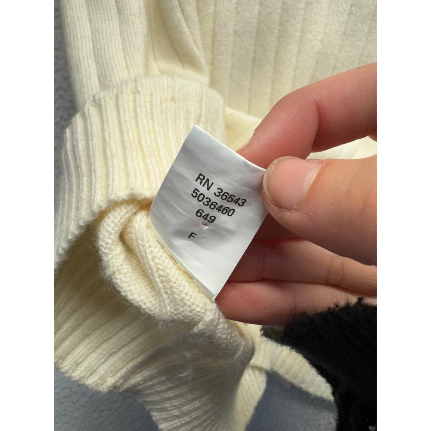 Cream Ribbed Half-Zip Sweater Pullover Size L 9428