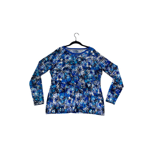 Coolibar Womens XL Long-Sleeve UPF 50+ Tunic Shirt Blue Abstract Print Lightweight  #6789