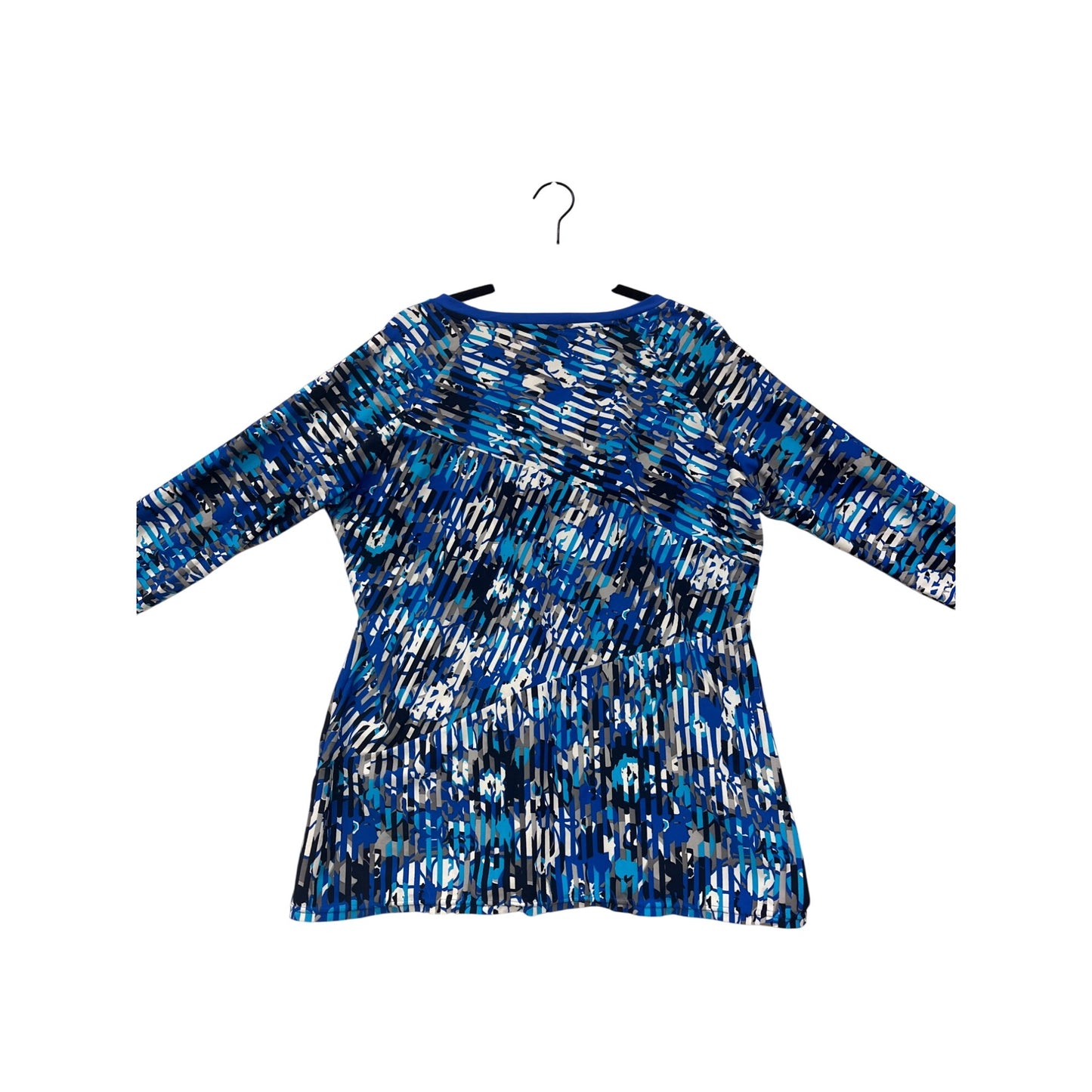 Coolibar Womens XL Long-Sleeve UPF 50+ Tunic Shirt Blue Abstract Print Lightweight  #6789
