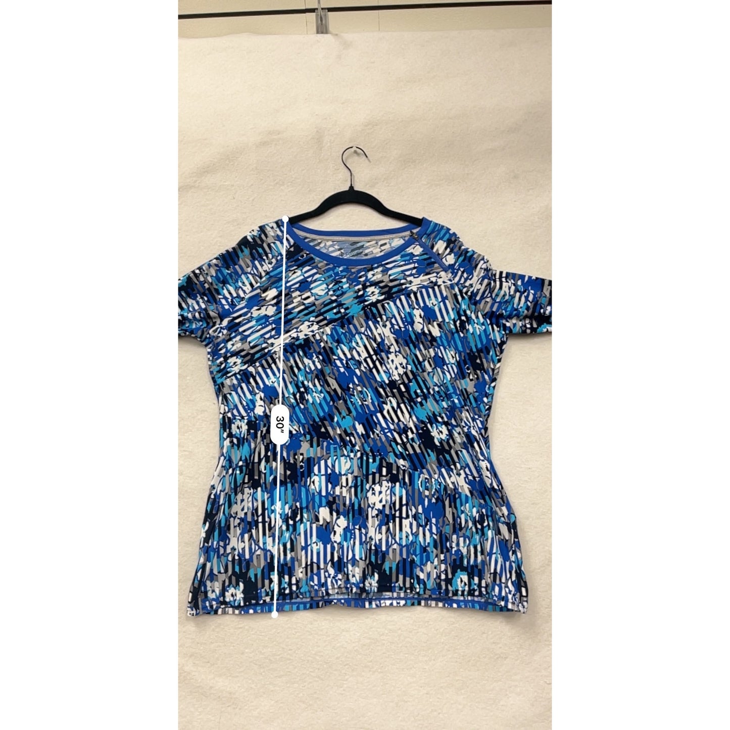 Coolibar Womens XL Long-Sleeve UPF 50+ Tunic Shirt Blue Abstract Print Lightweight  #6789
