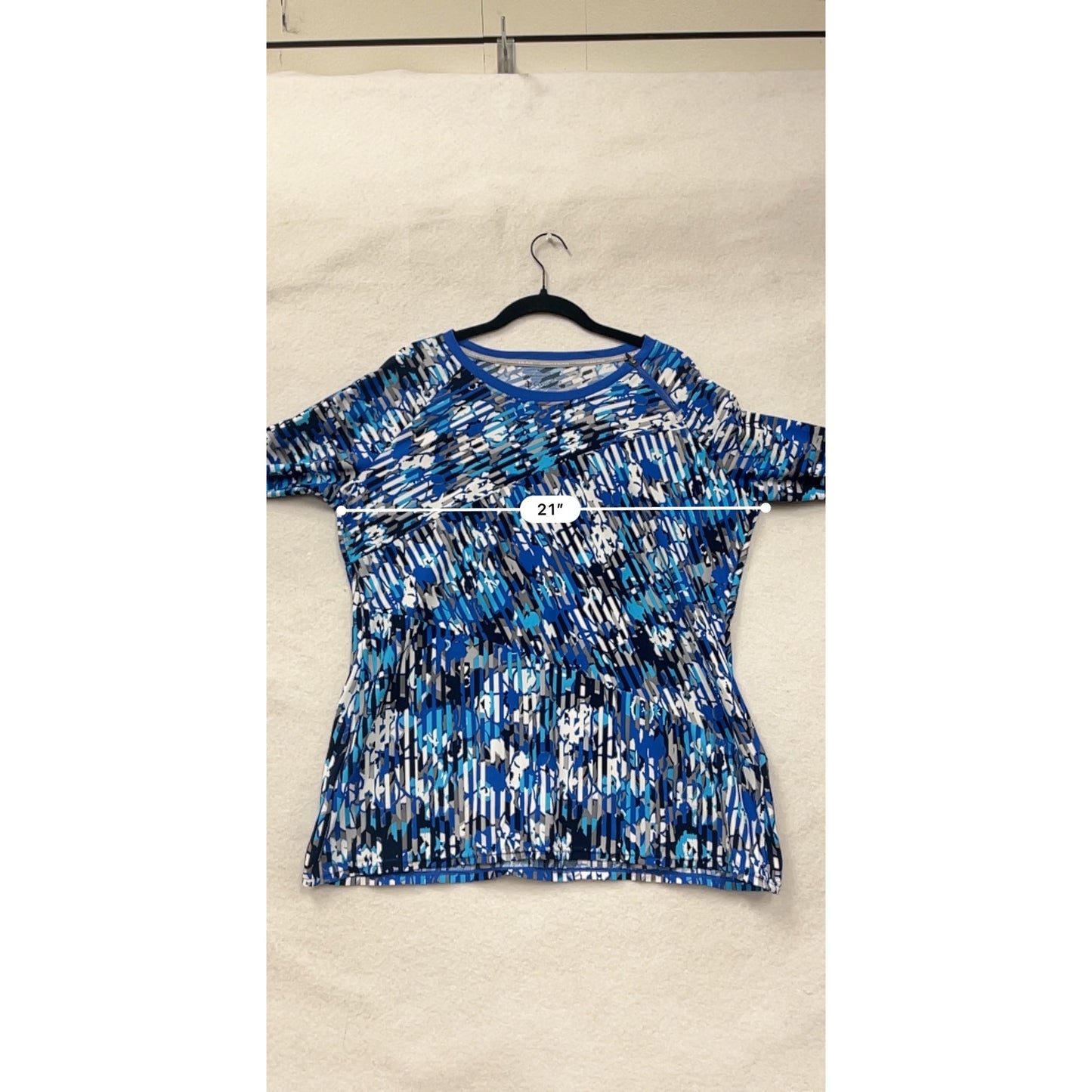 Coolibar Womens XL Long-Sleeve UPF 50+ Tunic Shirt Blue Abstract Print Lightweight  #6789