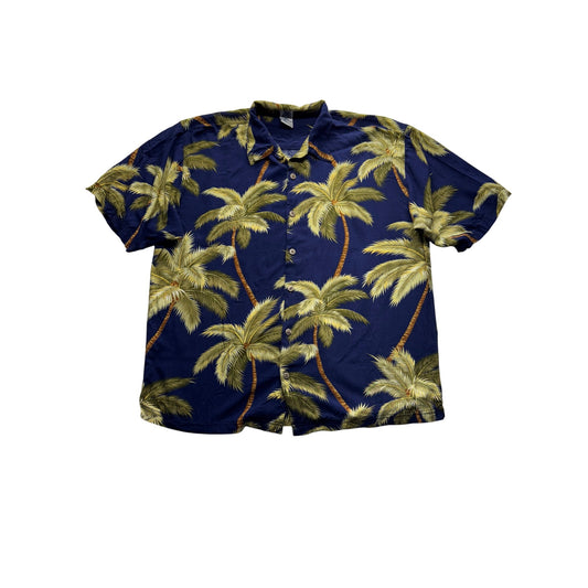 Castaways Mens Hawaiian Palm Tree Print Button-Up Shirt #7776