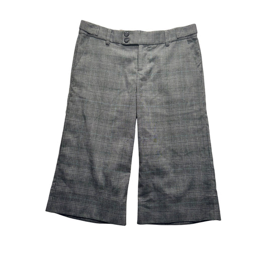 Plaid Wide-Leg Cropped Pants By Rampage Size S Gray Polyester Blend #9259