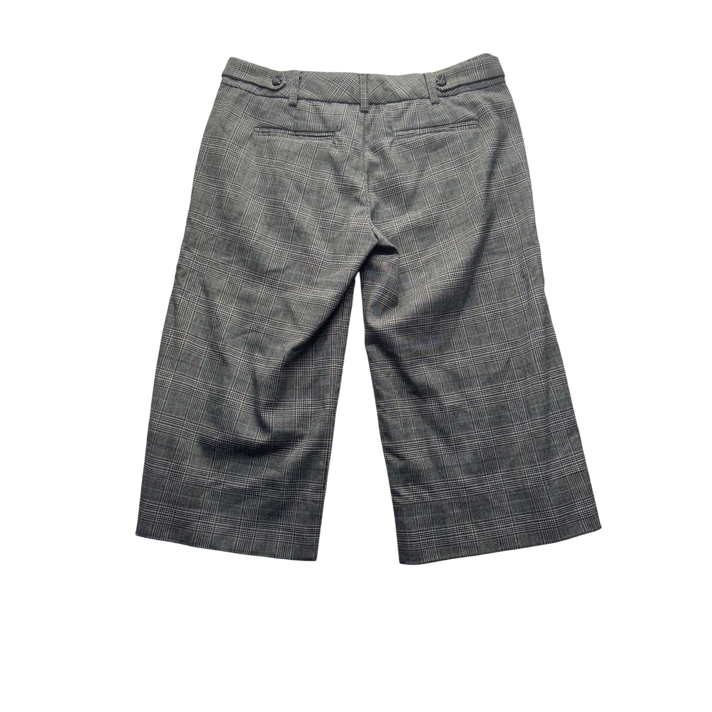 Plaid Wide-Leg Cropped Pants By Rampage Size S Gray Polyester Blend #9259