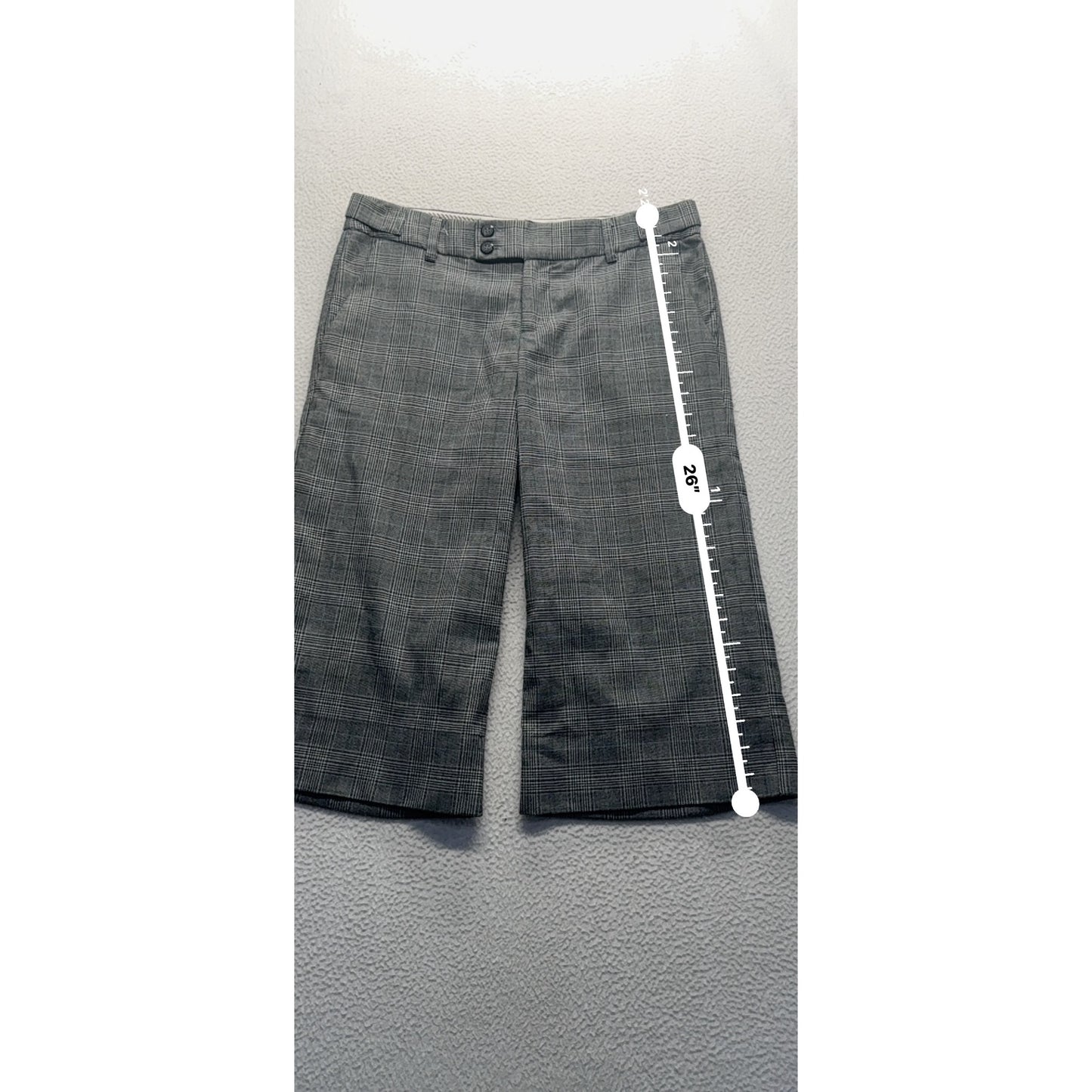 Plaid Wide-Leg Cropped Pants By Rampage Size S Gray Polyester Blend #9259