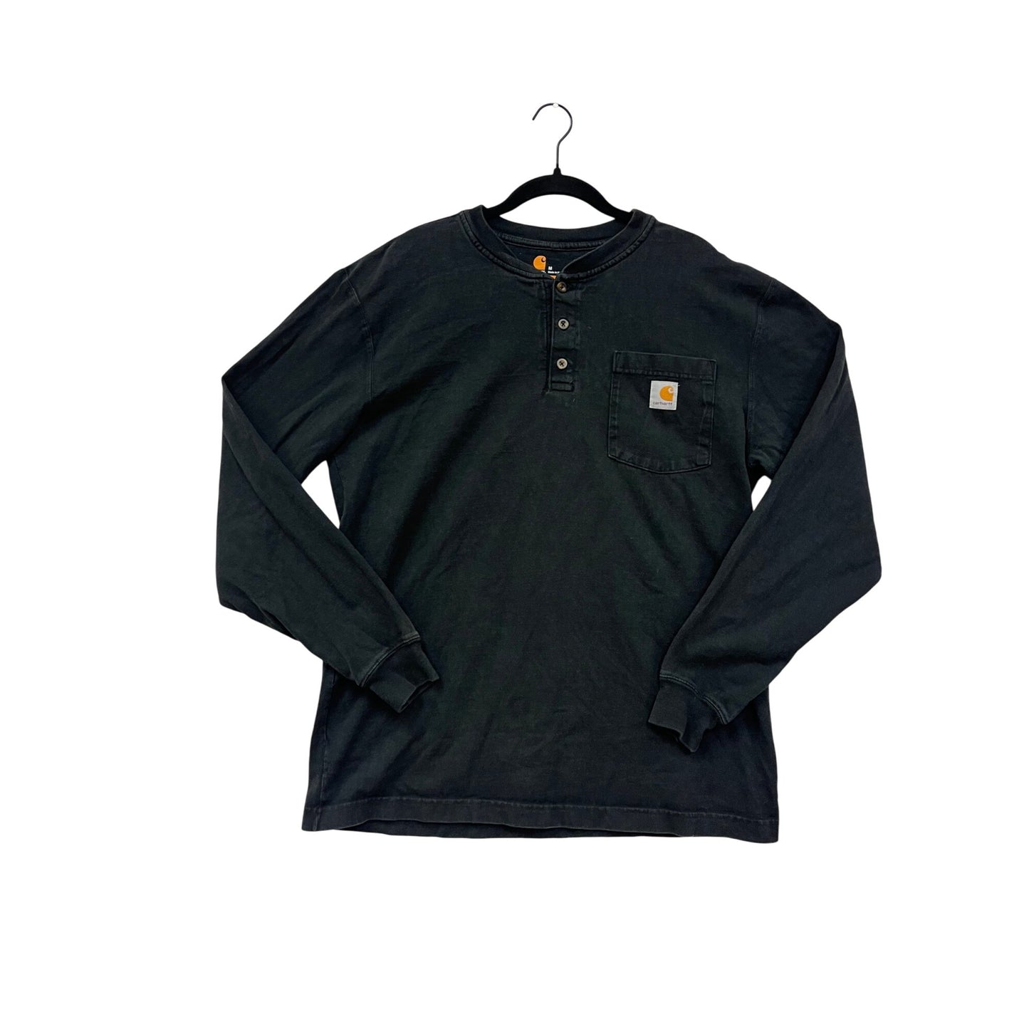 Carhartt Black Long-Sleeve Henley Shirt M #8950