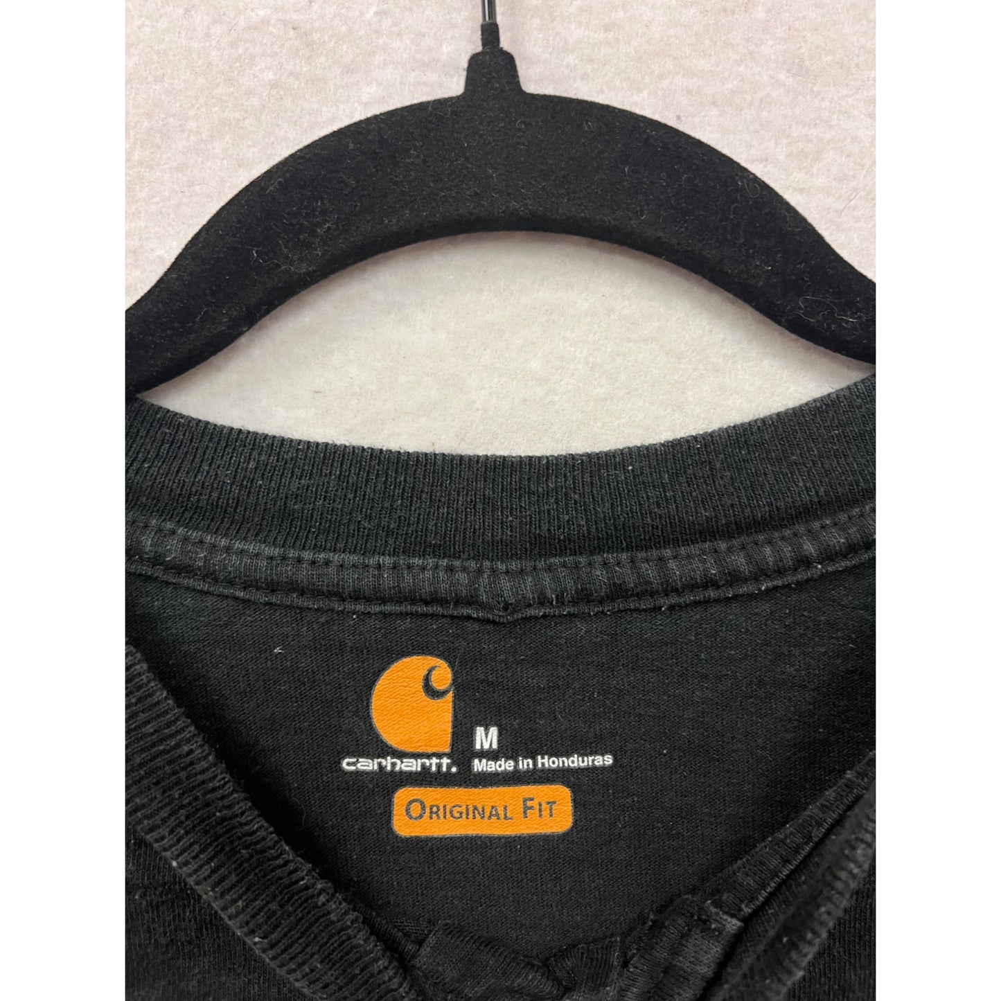 Carhartt Black Long-Sleeve Henley Shirt M #8950